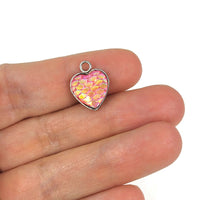 1 Stainless Steel & Resin Mermaid Heart Charm