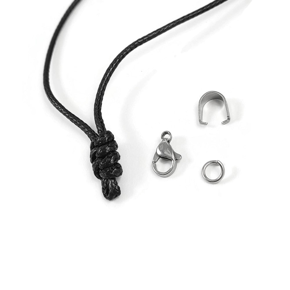 1 Collier cordon réglable, fil polyester noir 2mm