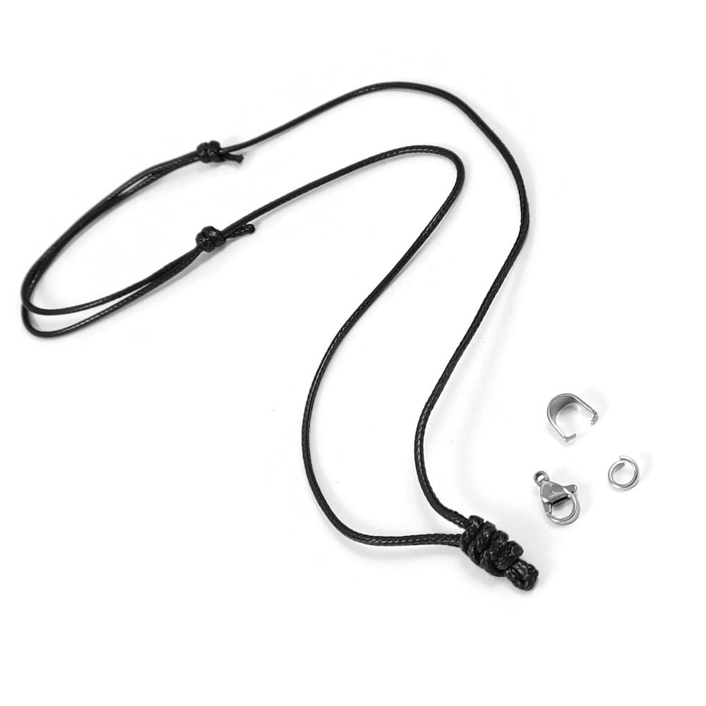 1 Collier cordon réglable, fil polyester noir 2mm