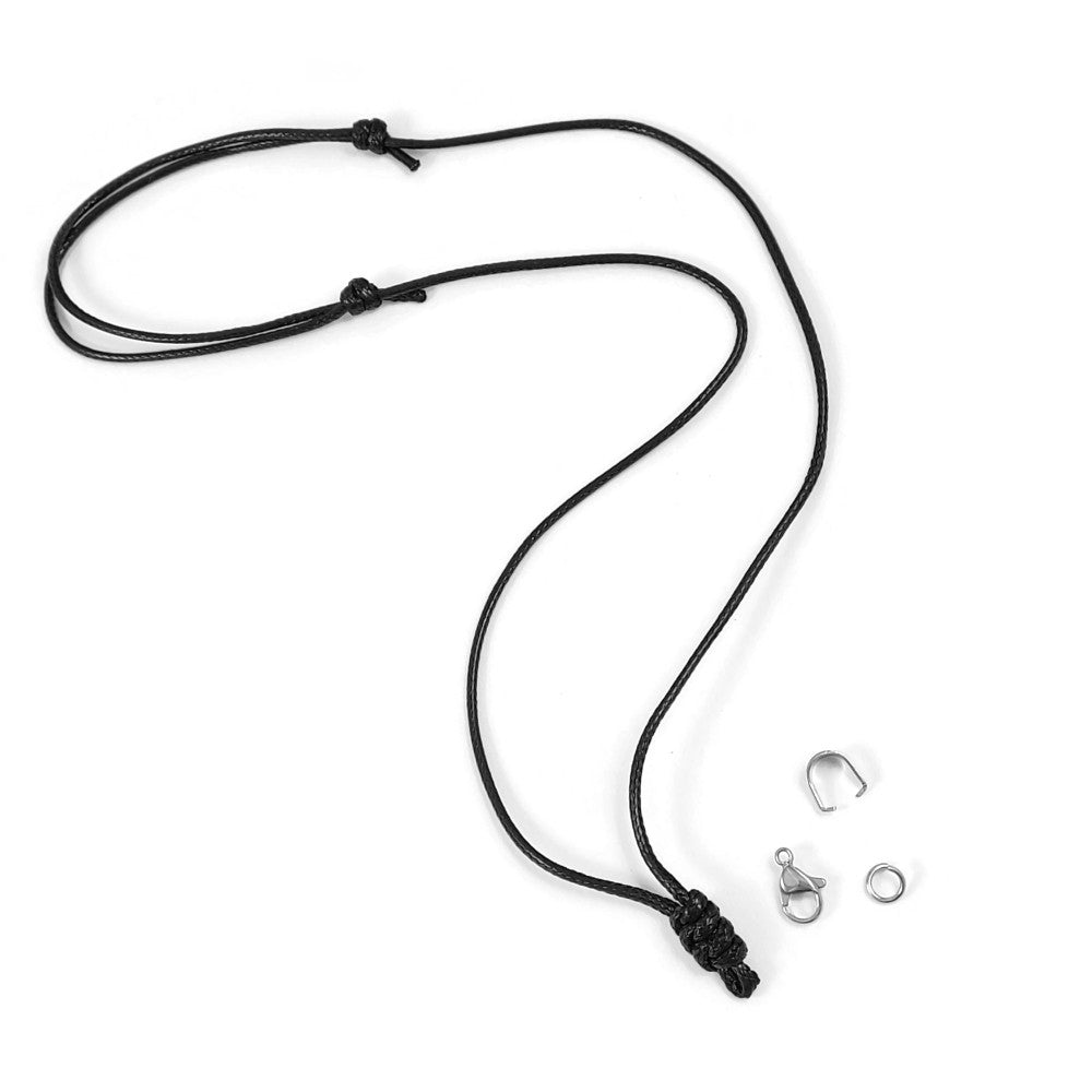 1 Collier cordon réglable, fil polyester noir 2mm
