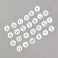 1 Natural freshwater shell coin letter charm