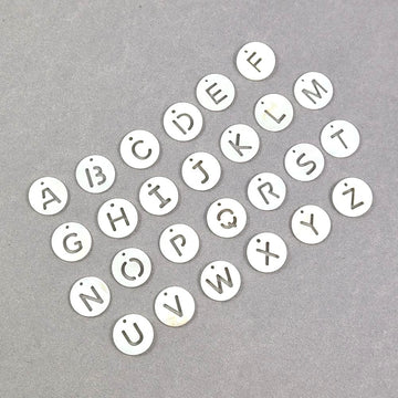 1 Natural freshwater shell coin letter charm