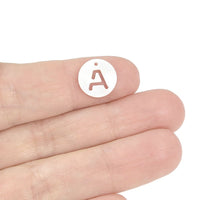 1 Natural freshwater shell coin letter charm