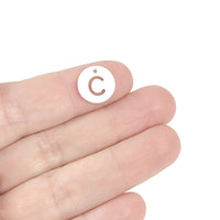 1 Natural freshwater shell coin letter charm