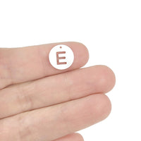 1 Natural freshwater shell coin letter charm