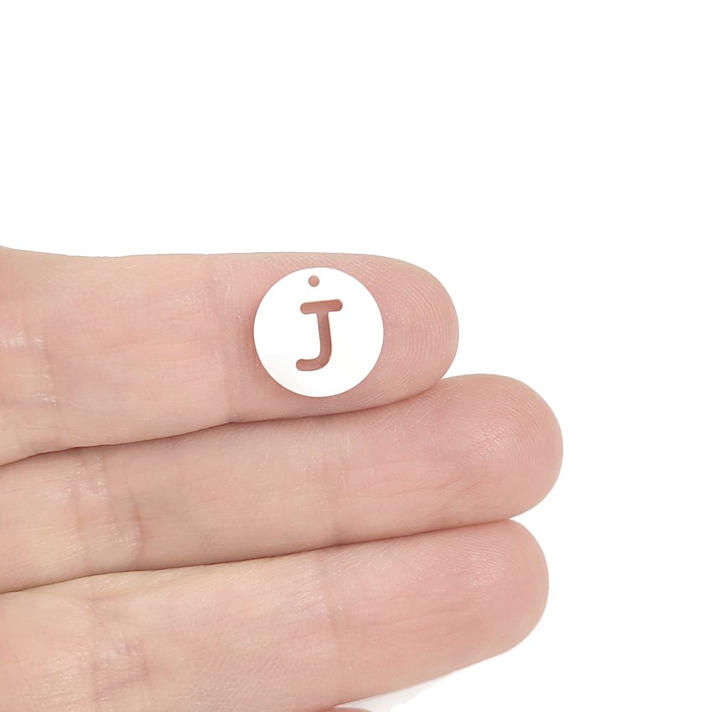 1 Natural freshwater shell coin letter charm