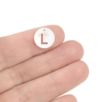 1 Natural freshwater shell coin letter charm