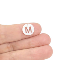 1 Natural freshwater shell coin letter charm