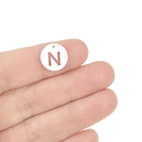 1 Natural freshwater shell coin letter charm
