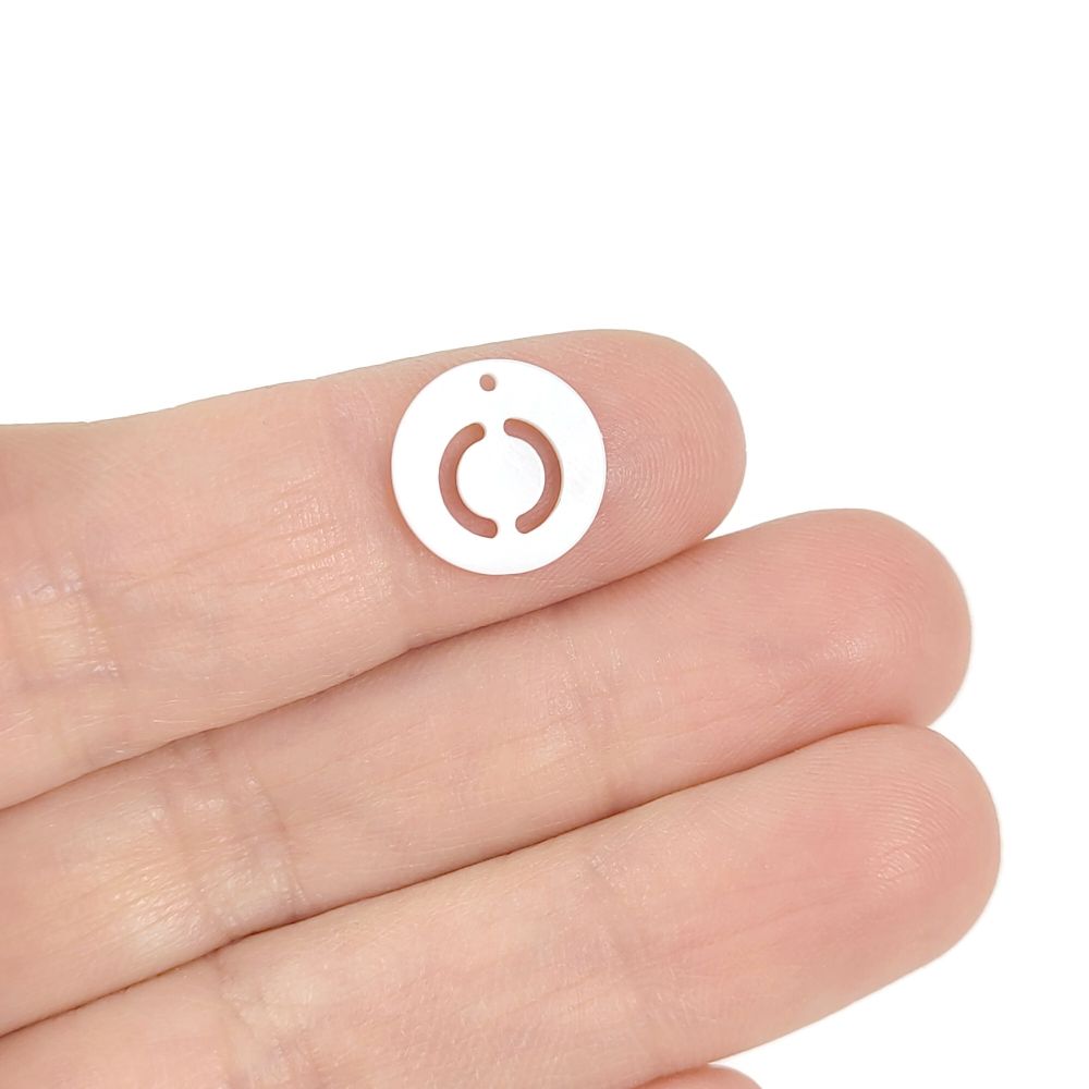 1 Natural freshwater shell coin letter charm