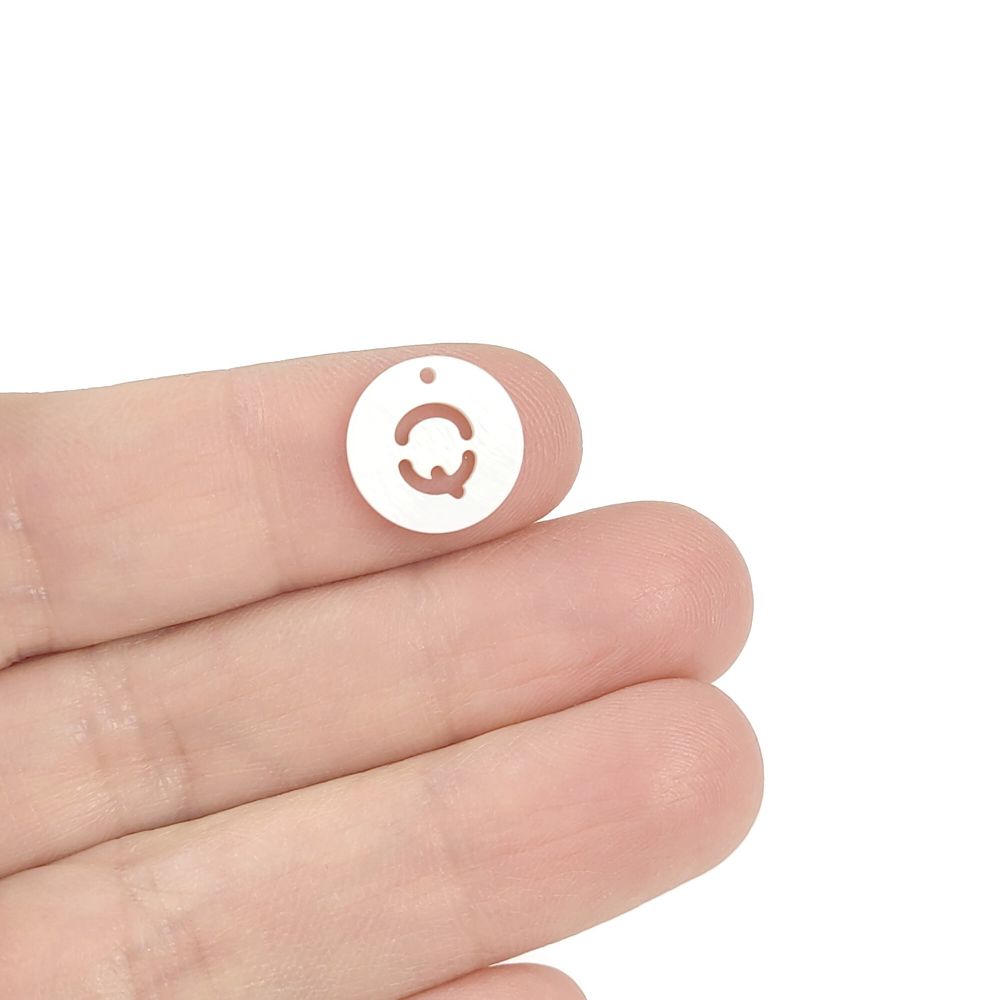 1 Natural freshwater shell coin letter charm