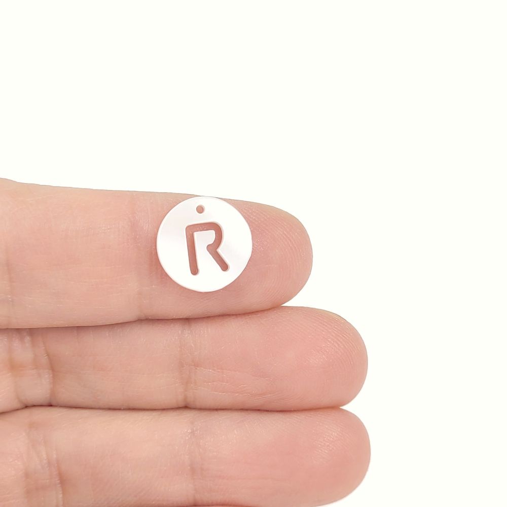 1 Natural freshwater shell coin letter charm
