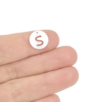 1 Natural freshwater shell coin letter charm