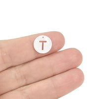 1 Natural freshwater shell coin letter charm
