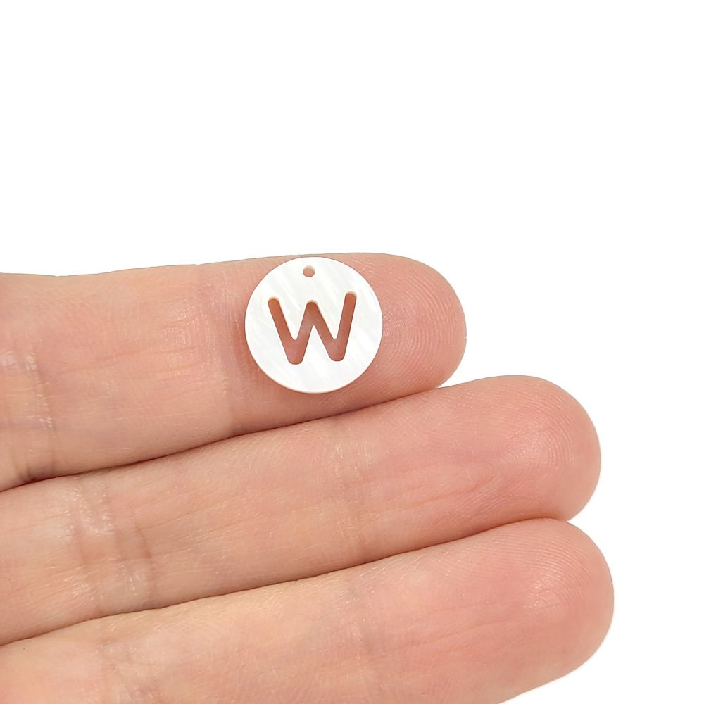 1 Natural freshwater shell coin letter charm