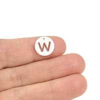 1 Natural freshwater shell coin letter charm