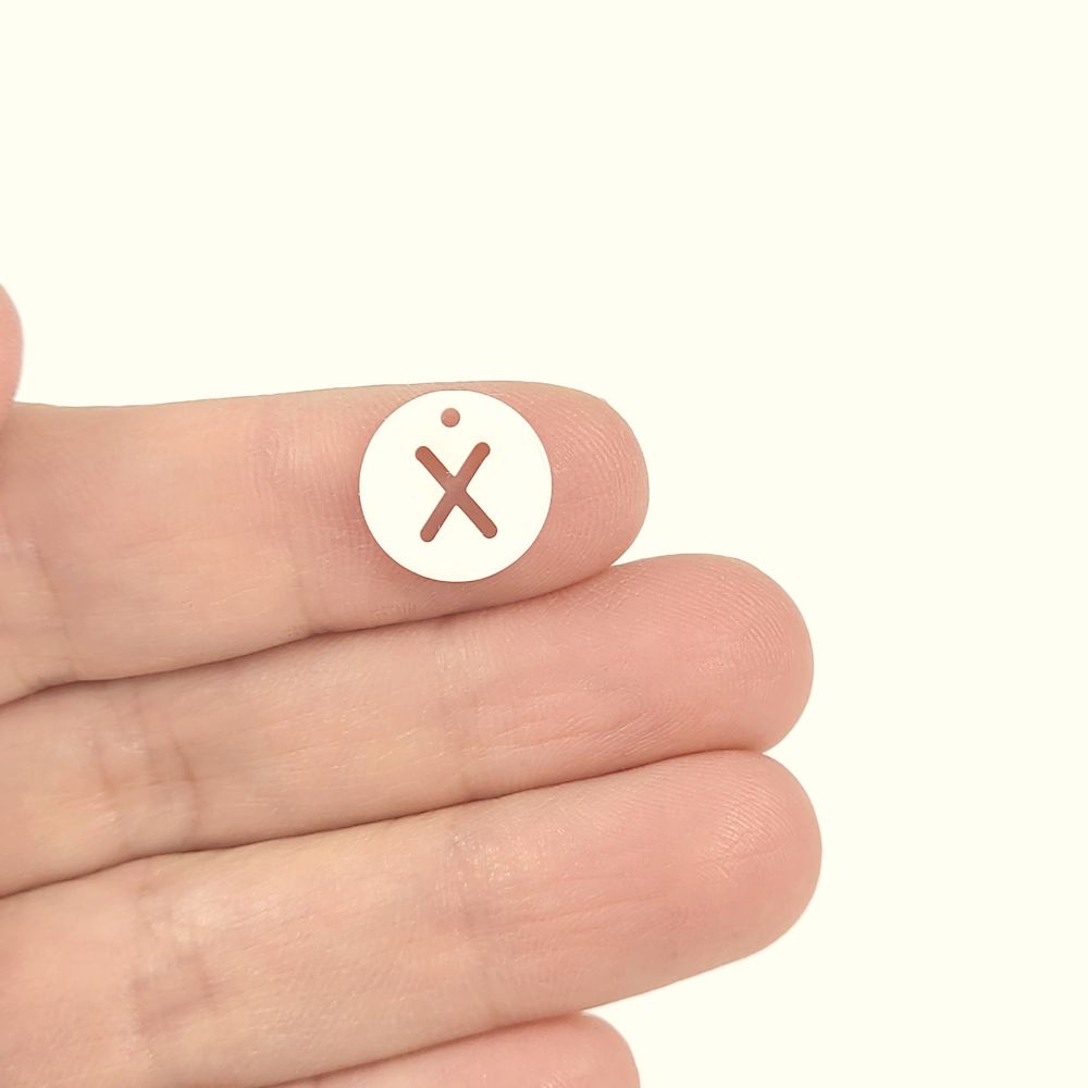 1 Natural freshwater shell coin letter charm