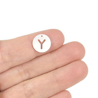 1 Natural freshwater shell coin letter charm