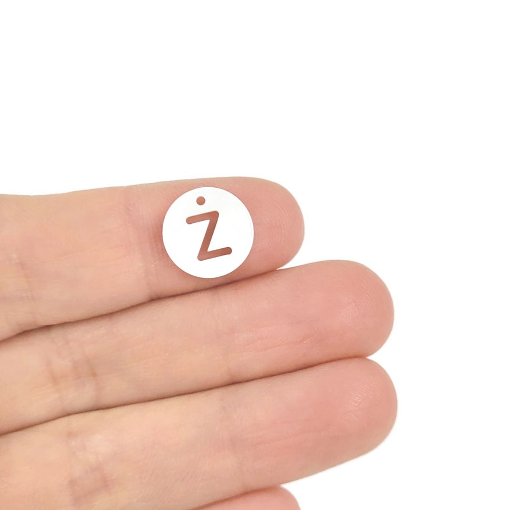1 Natural freshwater shell coin letter charm