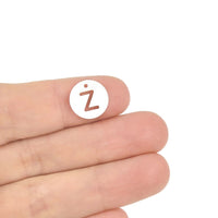 1 Natural freshwater shell coin letter charm