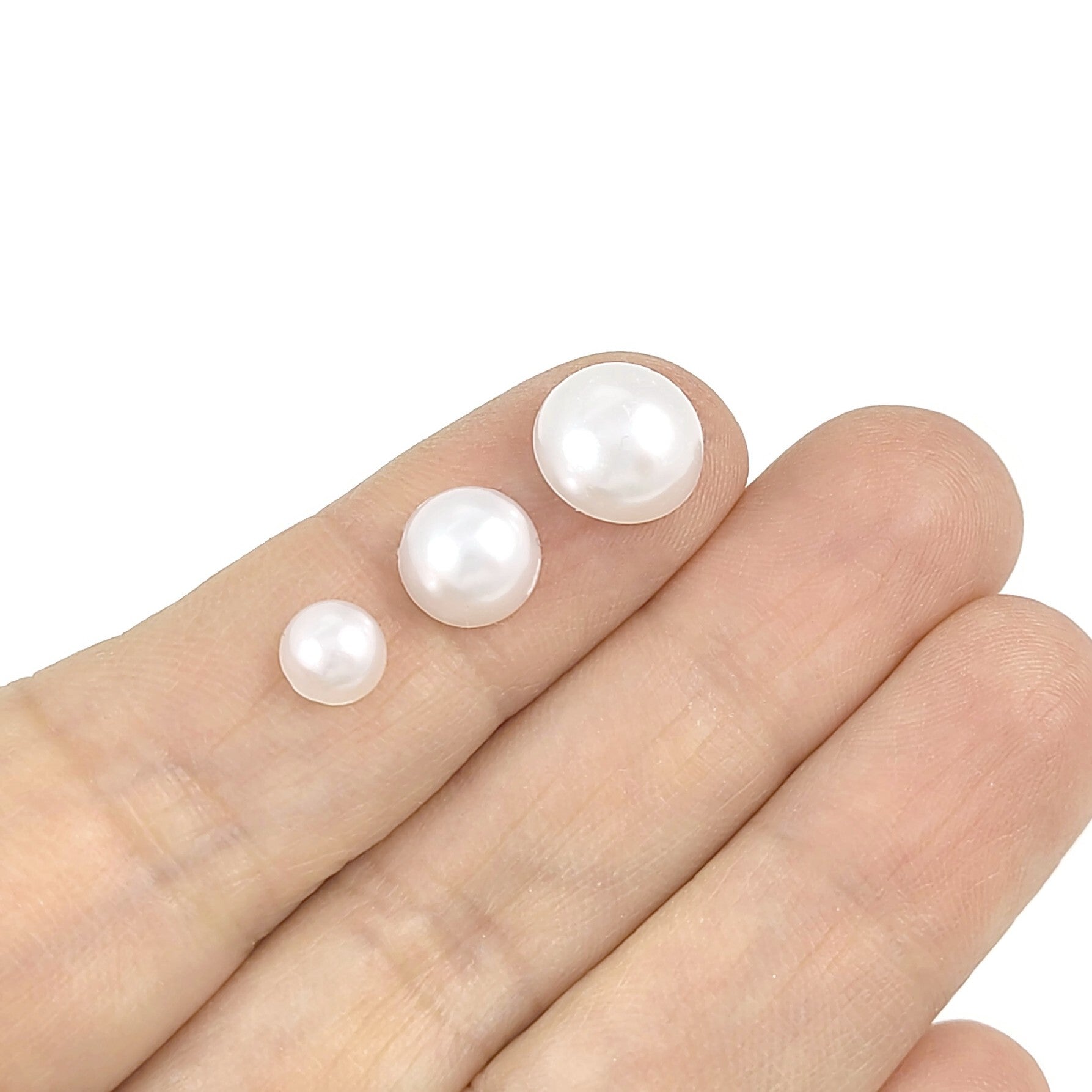 50 white pearl cabochons