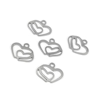 2 double hearts stainless steel charms