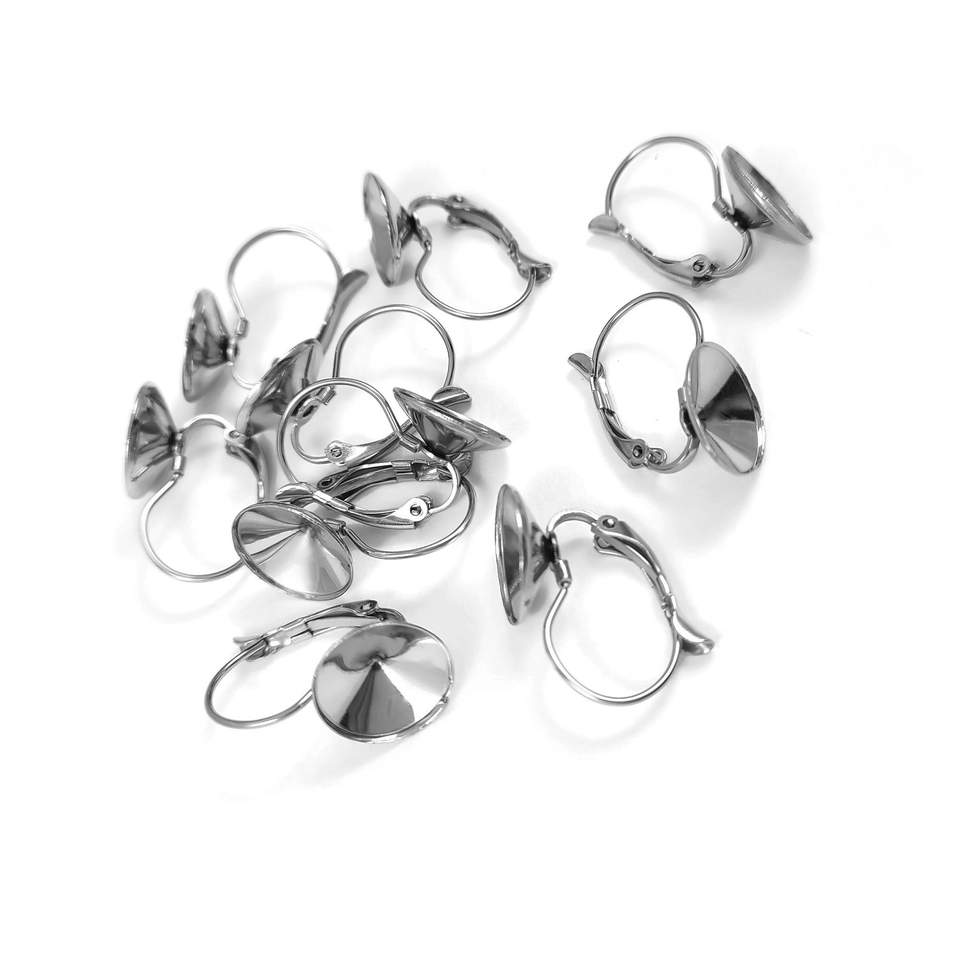 10 Stainless rhinestone earring setting lever backs