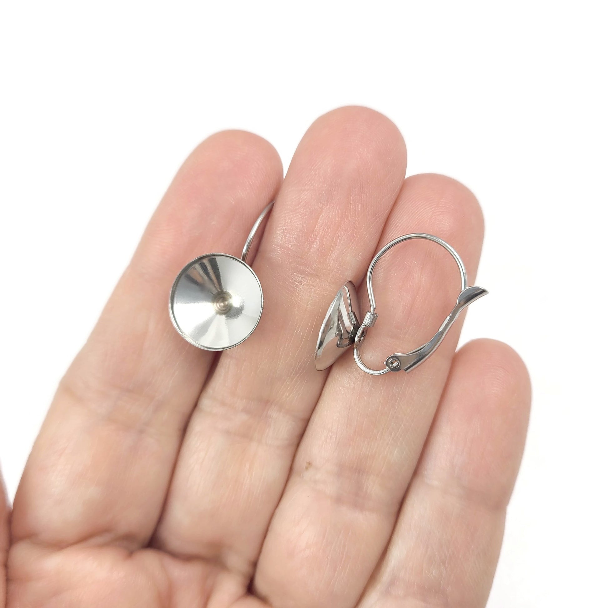 10 Stainless rhinestone earring setting lever backs