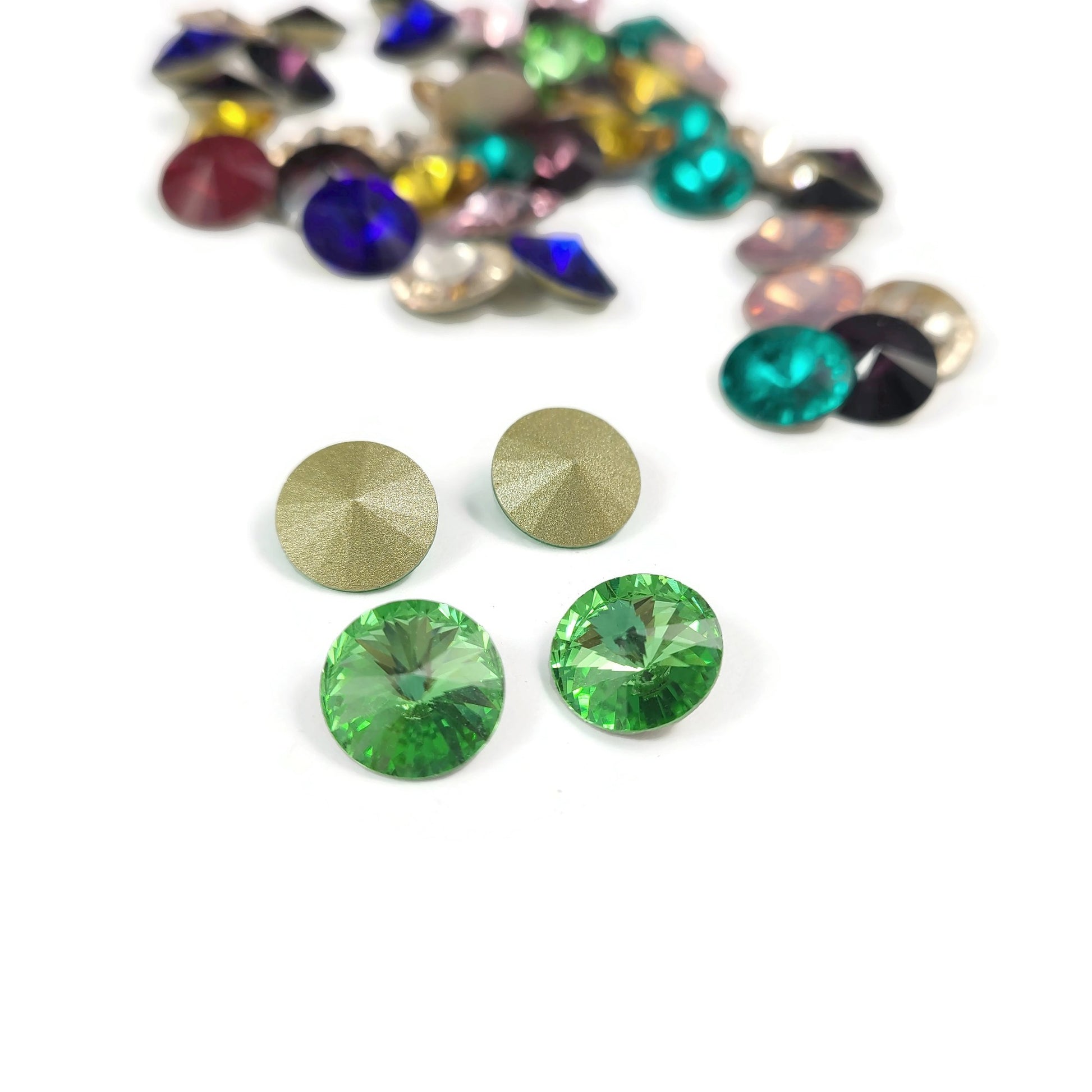 10 pointed back rivoli glass rhinestone 12mm