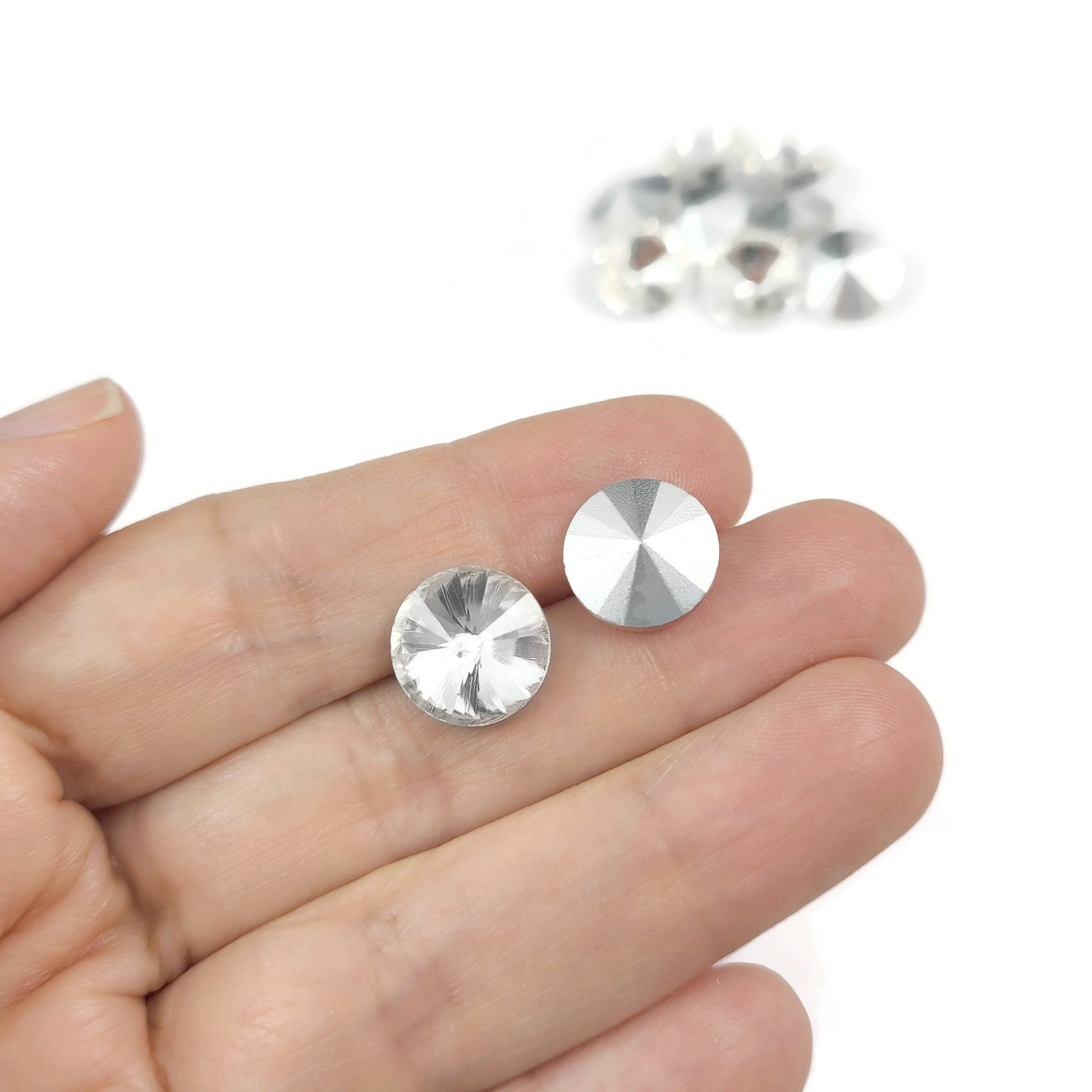10 pointed back rivoli glass rhinestone 12mm
