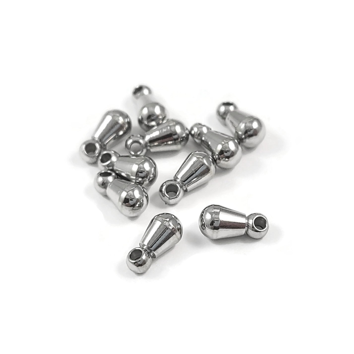 10 Stainless steel teardrop shaped charms 6mm