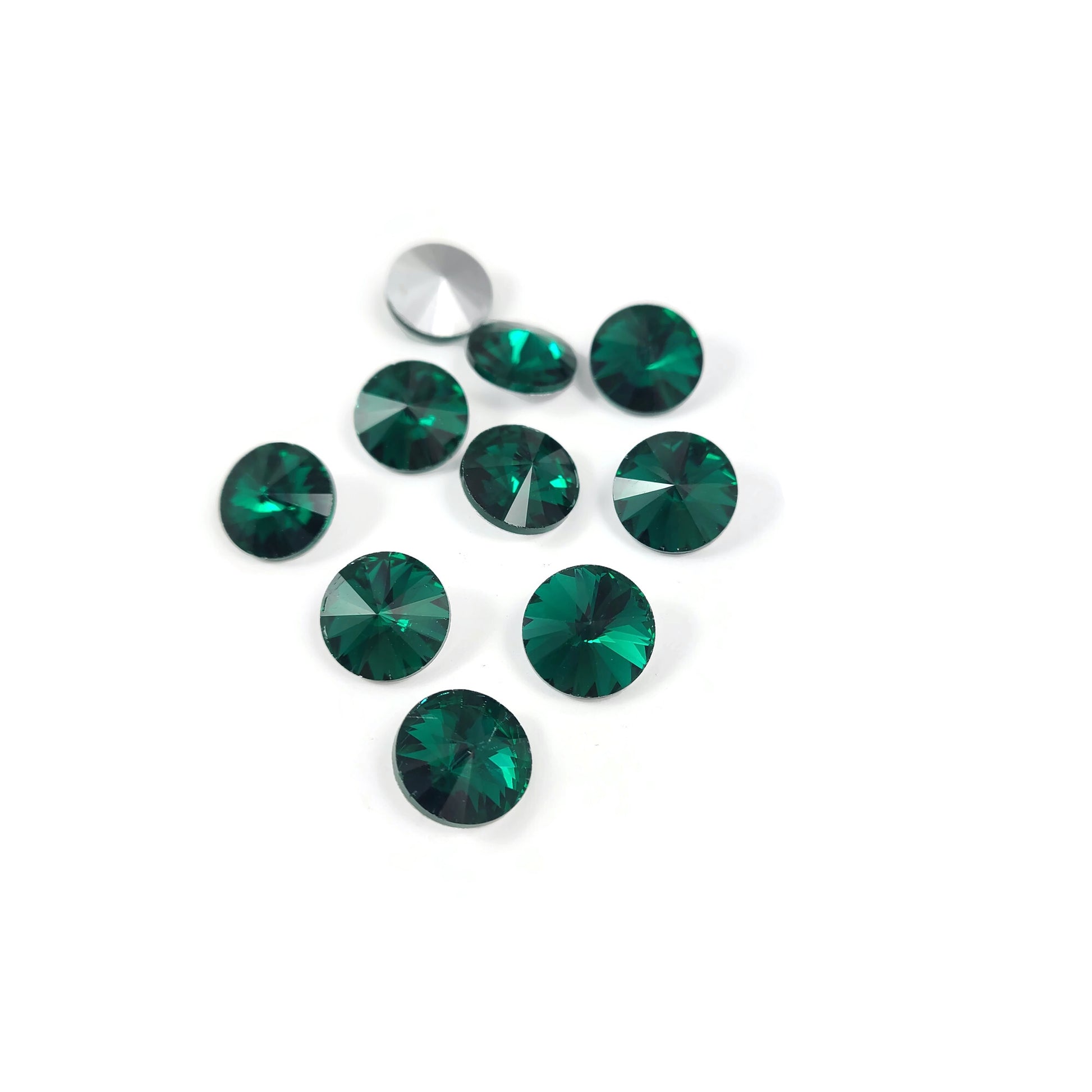 10 pointed back rivoli glass rhinestone 12mm