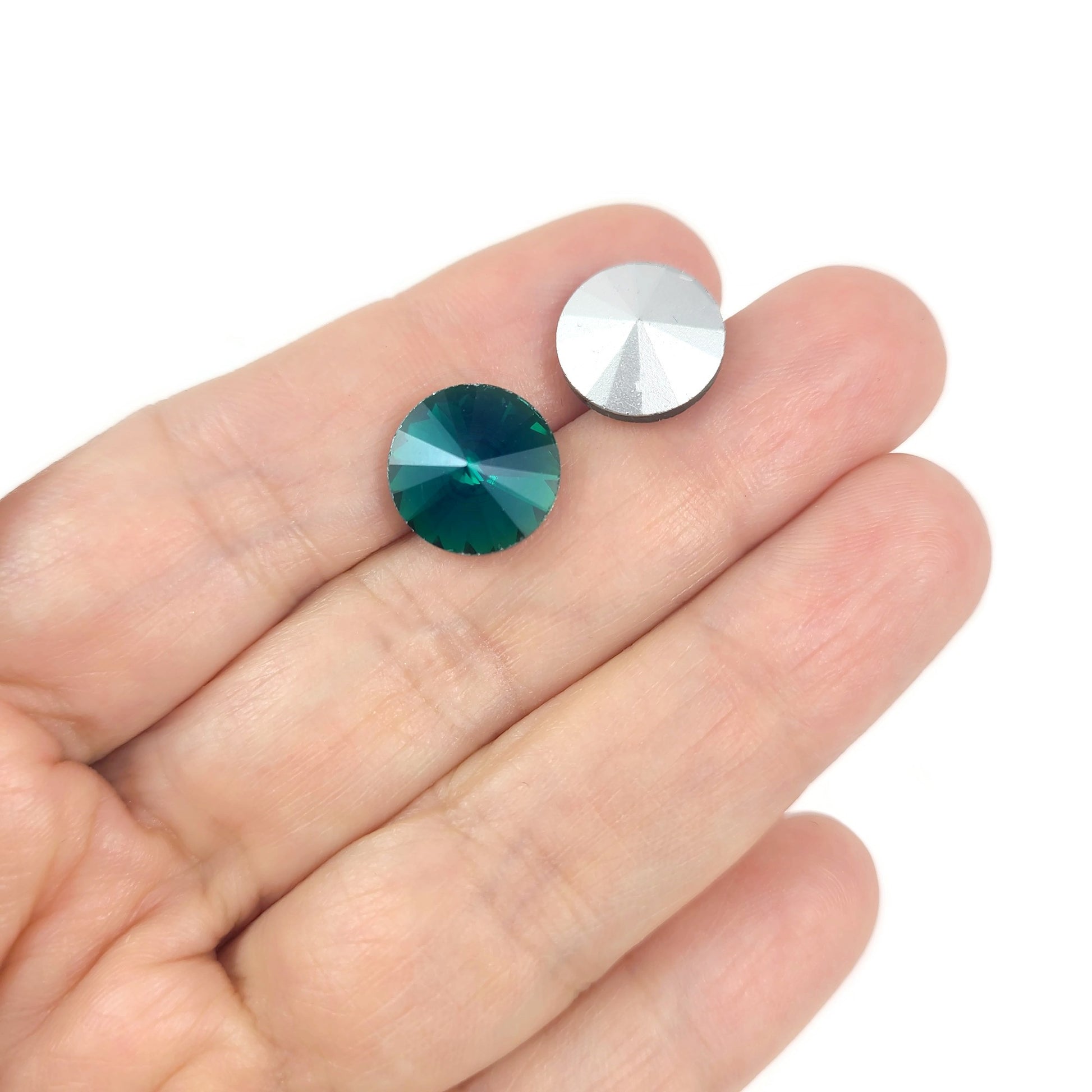 10 pointed back rivoli glass rhinestone 12mm