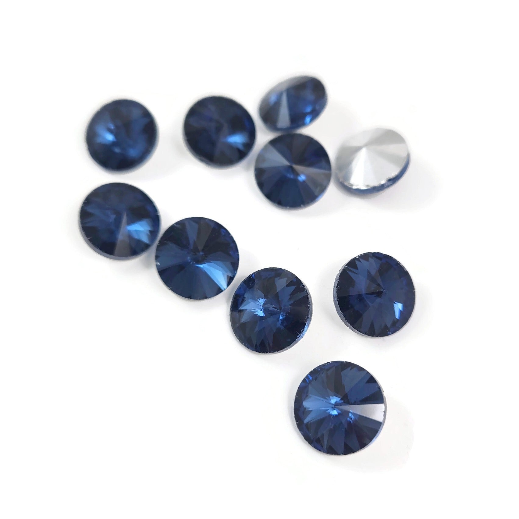 10 pointed back rivoli glass rhinestone 12mm
