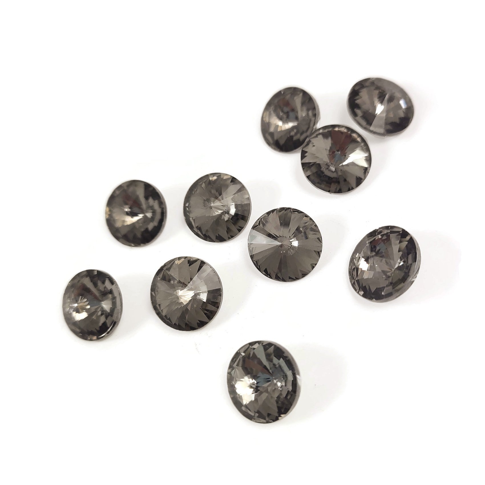 10 pointed back rivoli glass rhinestone 12mm