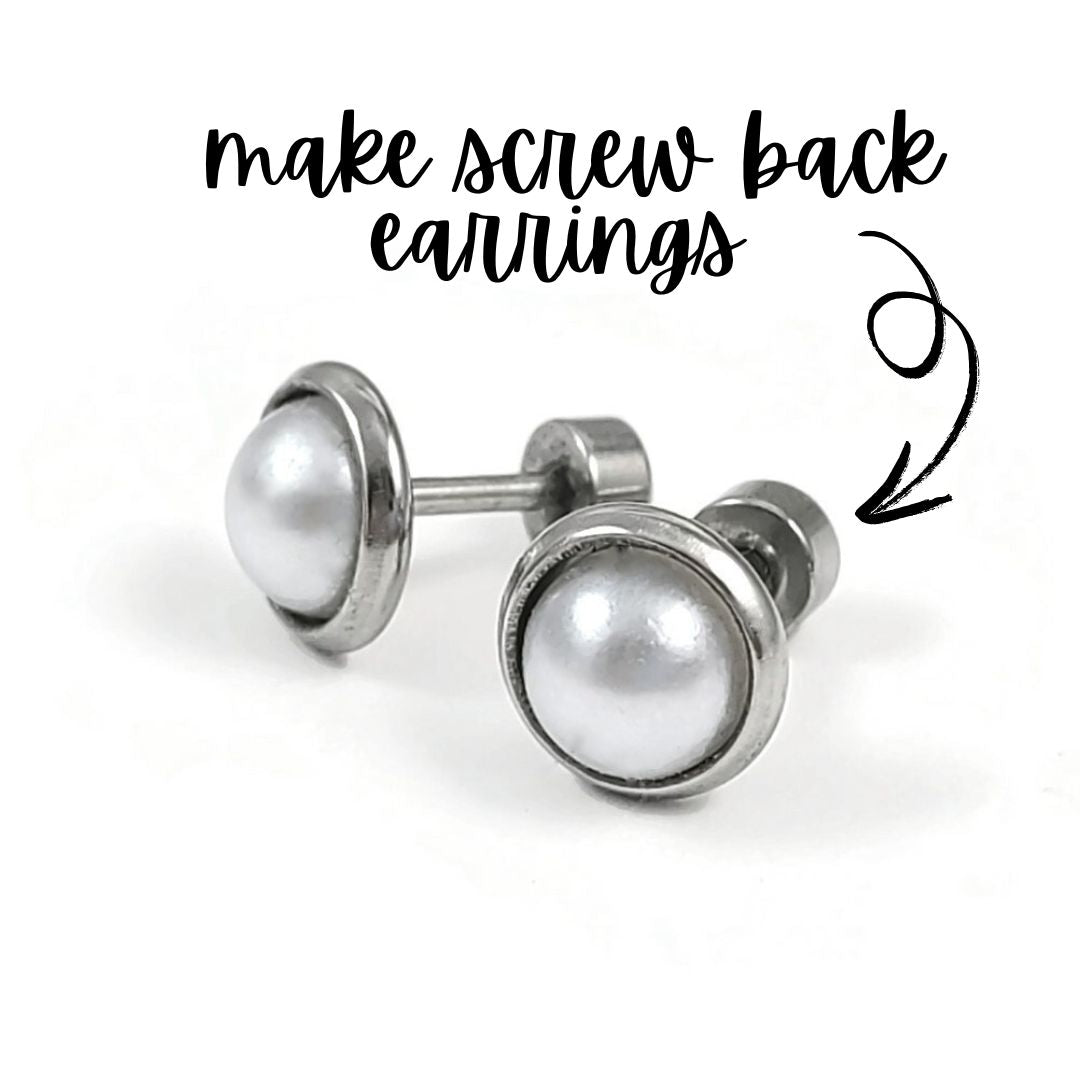 2 Screw back earring stud cabochon settings