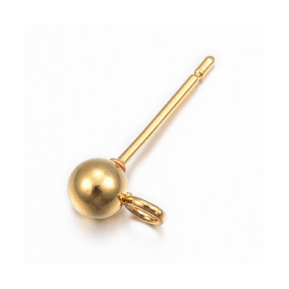 10 Gold stainless steel ball post with loop
