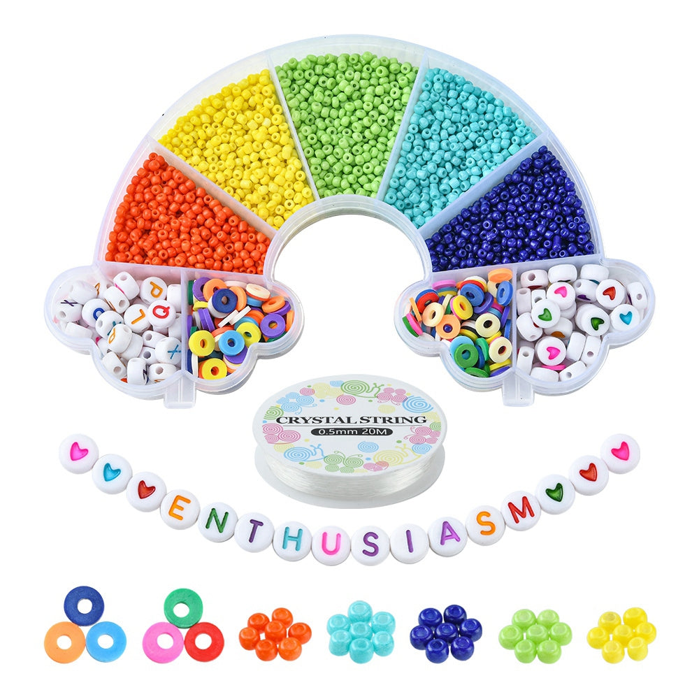 Boite arc-en-ciel de 3632 perles pour la fabrication de bijoux