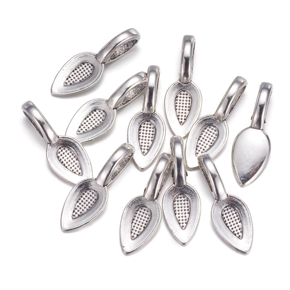 10 Attaches sans nickel pour pendentif à coller, Or, Argent
