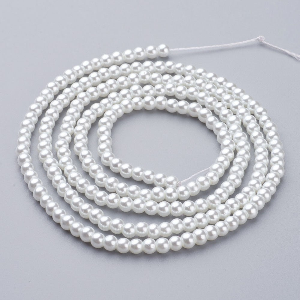 Perles rondes effet nacré en verre de 4mm