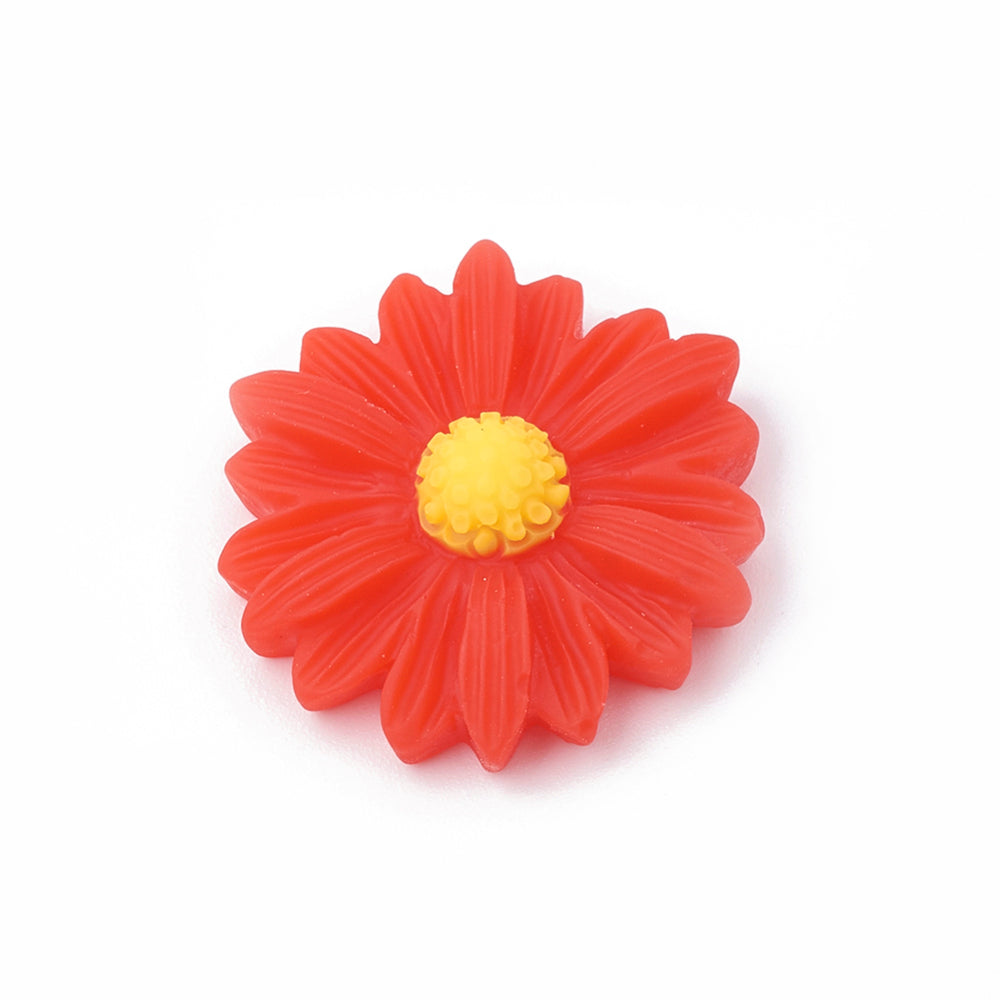 20 Resin flower flatback cabochons, Mixed daisy embellishments