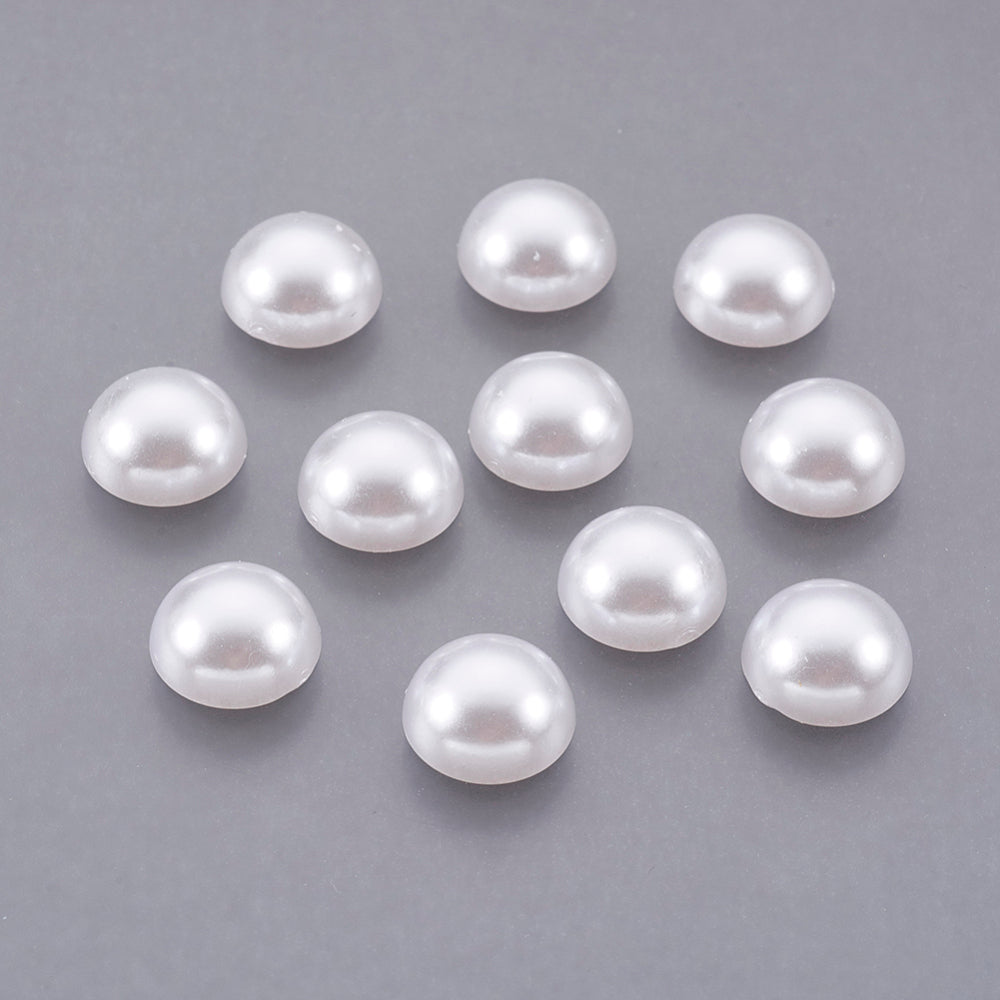 50 white pearl cabochons