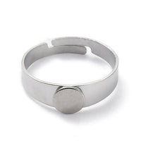 1 Stainless steel adjustable open glue-on ring round pad setting