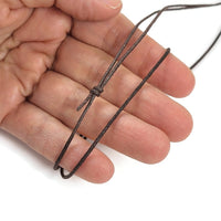5 Colliers ajustables en coton ciré marron 1mm