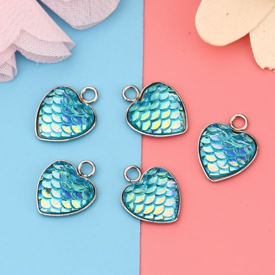 1 Breloque coeur sirène, Pendentif en métal sans nickel