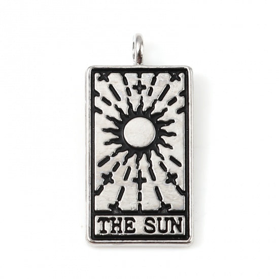 1 Tarot card charm, Gold, Silver, Necklace making pendant