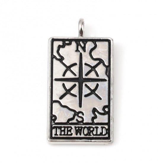 1 Tarot card charm, Gold, Silver, Necklace making pendant