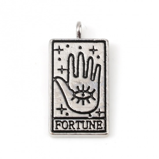 1 Tarot card charm, Gold, Silver, Necklace making pendant