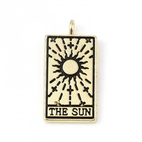 1 Tarot card charm, Gold, Silver, Necklace making pendant