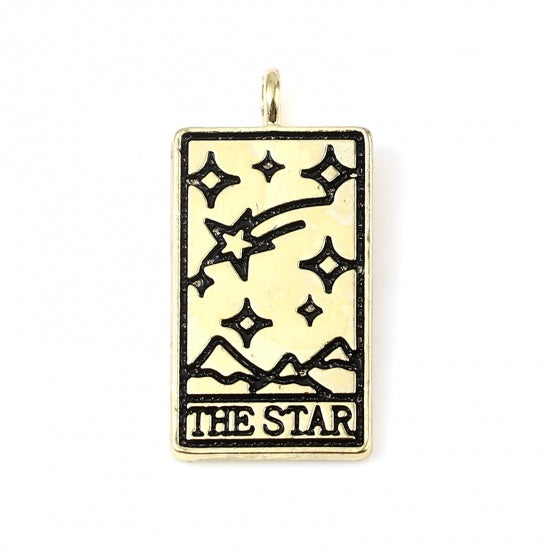 1 Tarot card charm, Gold, Silver, Necklace making pendant